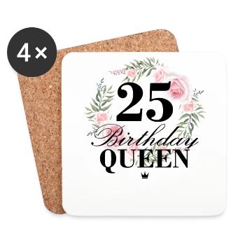 25ème anniversaire Anniversaire Reine 25 ans - Dessous de verre (lot de 4) - blanc - Devant