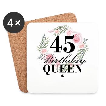45th birthday Birthday Queen 45 years - Coasters (set of 4) - white - Front