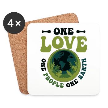 One love, one people, one earth, saves the world. - Coasters (set of 4) - white - Front