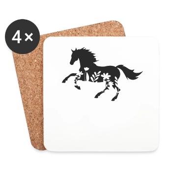 Chevaux Fille Cavalier Chevaux - Dessous de verre (lot de 4) - blanc - Devant