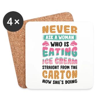 Sad Women Heartbreak Lovesickness Ice Cream - Coasters (set of 4) - white - Front