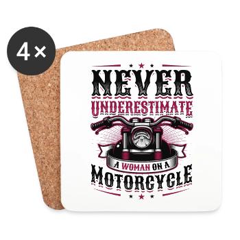 Ne sous-estimez jamais une femme sur une moto - Dessous de verre (lot de 4) - blanc - Devant