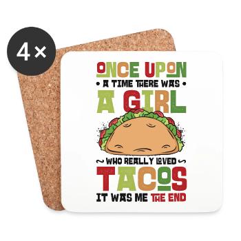 Mädchen liebt Tacos - Untersetzer (4er-Set) - Weiß - Vorne
