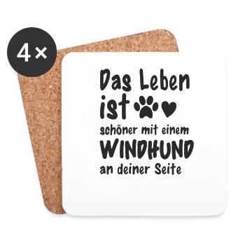 Windhund Hund Hundehalter Lustig Windhund - Untersetzer (4er-Set) - Weiß - Vorne