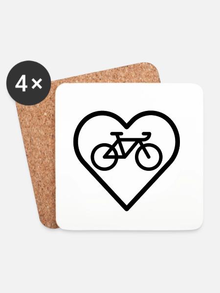 Fahrrad im Herz - Untersetzer (4er-Set) - Weiß