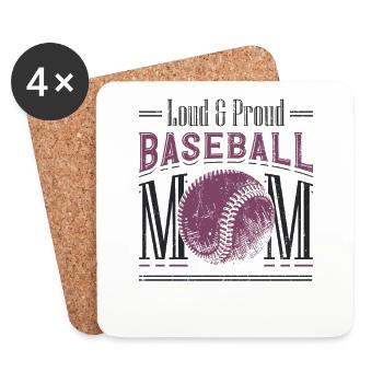 Loud and proud baseball mother - Coasters (set of 4) - white - Front