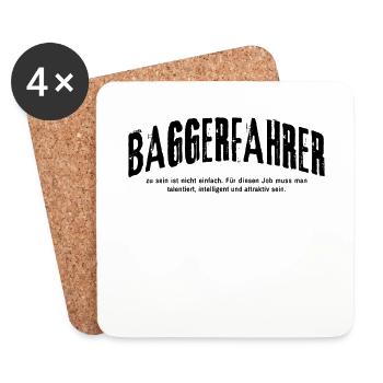 Baggerfahrer Humor Bagger Baggerführer - Untersetzer (4er-Set) - Weiß - Vorne