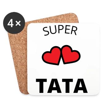 Super tata - Dessous de verre (lot de 4) - blanc - Devant