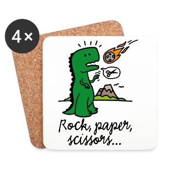 Rock paper scissors T-rex funny dinosaur comet - Coasters (set of 4) - white - Front