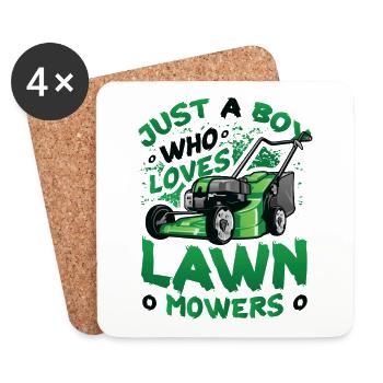 Just A Boy Who Loves Lawn Mower - Coasters (set of 4) - white - Front