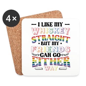 Aime mon whisky droit, je soutiens LGBT. - Dessous de verre (lot de 4) - blanc - Devant