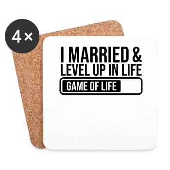 Je me suis marié et j’ai monté de niveau dans le jeu de la vie Bucks - Dessous de verre (lot de 4) - blanc - Devant