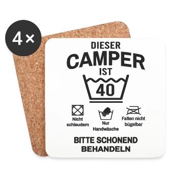 Camper 40. Geburtstag Camping Lustig 40 Jahre - Untersetzer (4er-Set) - Weiß - Vorne