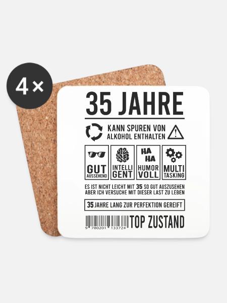 35. Geburtstag Männer Frauen Lustig 35 Jahre - Untersetzer (4er-Set) - Weiß