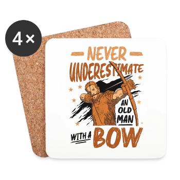 Unterschätze nie einen alten Mann, mit einem Bogen - Untersetzer (4er-Set) - Weiß - Vorne