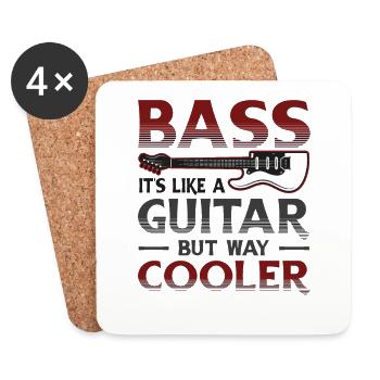 Basse C’est comme une guitare mais une guitare basse cool - Dessous de verre (lot de 4) - blanc - Devant