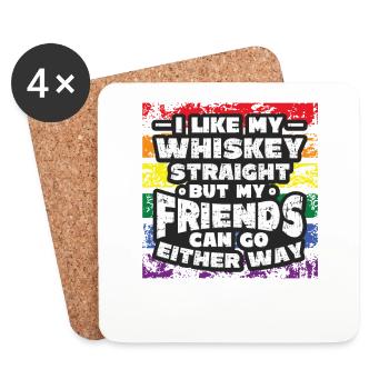 Aime mon whisky droit, je soutiens LGBT. - Dessous de verre (lot de 4) - blanc - Devant