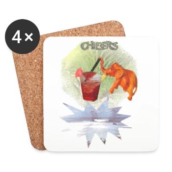 Les îles Canaries avec leur propre touche - cocktail sous les palmiers! - Dessous de verre (lot de 4) - blanc - Devant