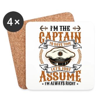 I am the captain I am always right - Coasters (set of 4) - white - Front