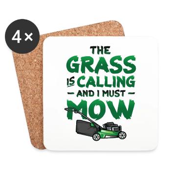 The Grass Is Calling And I Must Mow Rasenmähen - Untersetzer (4er-Set) - Weiß - Vorne