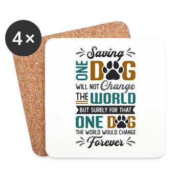 Sauver One Dogs World Animal Rescue, Dog House - Dessous de verre (lot de 4) - blanc - Devant