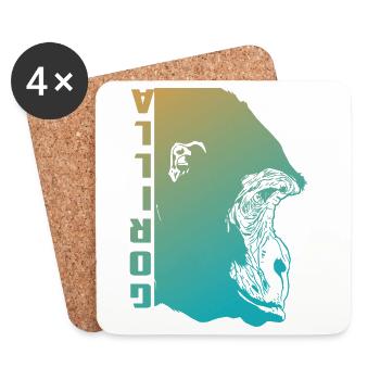 Gorilla Face - Coasters (set of 4) - white - Front