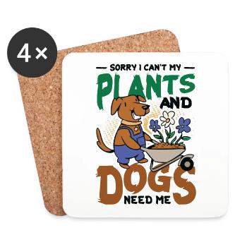 Désolé, je ne peux pas mes plantes et mes chiens, amoureux des chiens. - Dessous de verre (lot de 4) - blanc - Devant