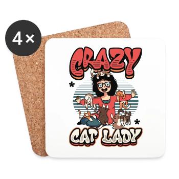 Crazy cat lady - Coasters (set of 4) - white - Front