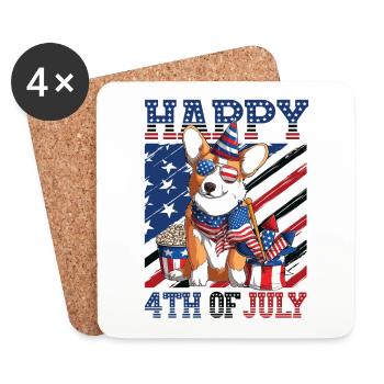 Happy 4th Of July Corgi - Coasters (set of 4) - white - Front