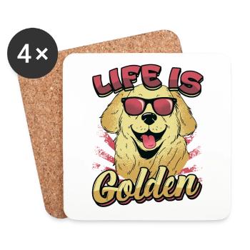 La vie est dorée - Golden Retriever - Dessous de verre (lot de 4) - blanc - Devant