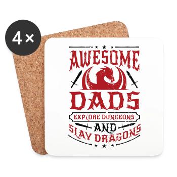 Awesome Dads Explore D20 Fantasy Role-playing Game - Coasters (set of 4) - white - Front