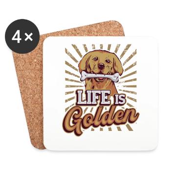 Das Leben ist golden - Golden Retriever - Untersetzer (4er-Set) - Weiß - Vorne