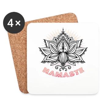 Yoga Meditation Lotus Flower Namaste Yoga - Coasters (set of 4) - white - Front