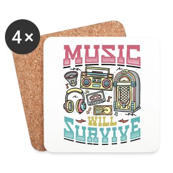 La musique survivra à la musique de la vieille école - Dessous de verre (lot de 4) - blanc - Devant