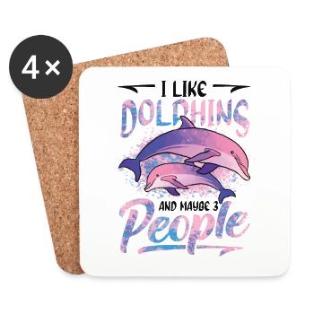 I Like Dophins And Maybe 3 People Dolphin Girls - Coasters (set of 4) - white - Front