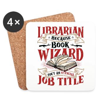 Funny librarian theme - Coasters (set of 4) - white - Front