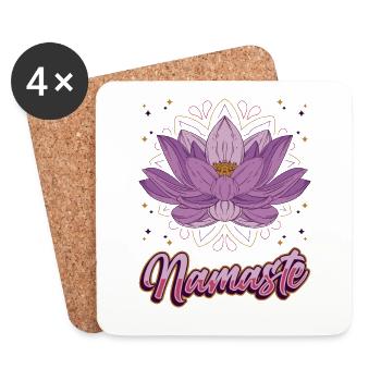 Yoga Meditation Lotus Flower Namaste - Coasters (set of 4) - white - Front