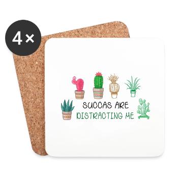 Sukkulenten Lenken Mich Ab Pflanze Hobby Botanisch - Untersetzer (4er-Set) - Weiß - Vorne