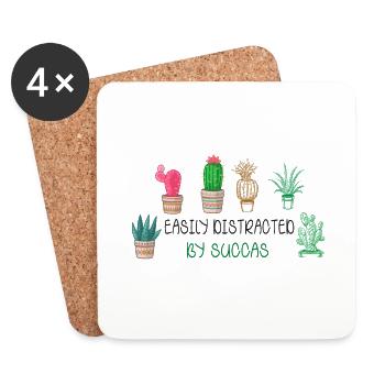 Easily distracted by succulent plant hobby - Coasters (set of 4) - white - Front