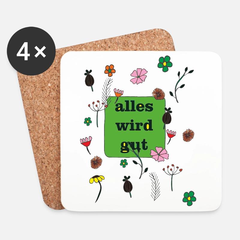 alles wird gut in grün - Untersetzer (4er-Set) - Weiß