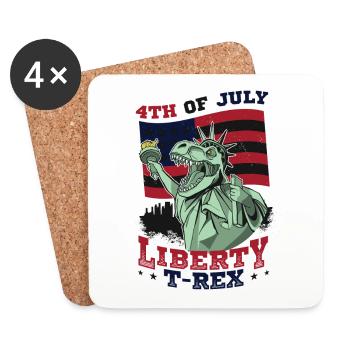 4 juillet Liberty T-Rex Drapeau américain - Dessous de verre (lot de 4) - blanc - Devant