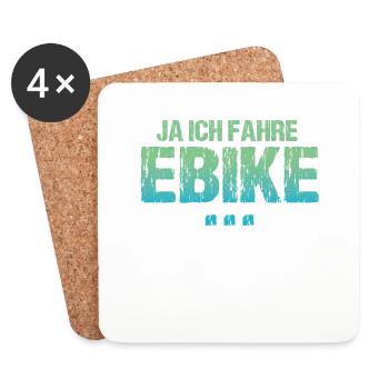 Ja Ich Fahre E-Bike, Neidisch? - Untersetzer (4er-Set) - Weiß - Vorne