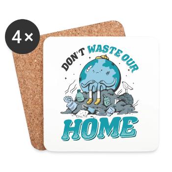 Let the earth . Awareness and climate change. - Coasters (set of 4) - white - Front