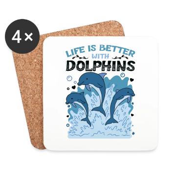 Life Is Better With Delphins - Untersetzer (4er-Set) - Weiß - Vorne