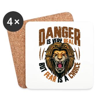 Fear is a Choice Motivation Lion's Head - Coasters (set of 4) - white - Front