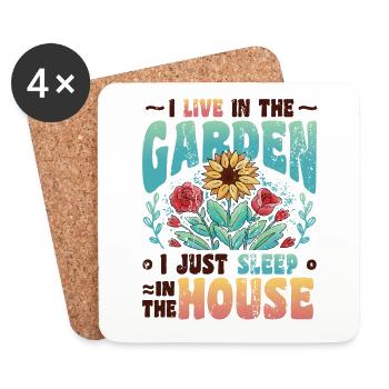I Live In The Garden Lover, Gartenarbeit. - Untersetzer (4er-Set) - Weiß - Vorne