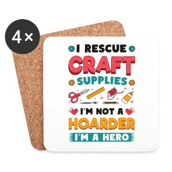 I Rescue Craft Supplies I'm Not A Hoarder Crafter - Untersetzer (4er-Set) - Weiß - Vorne