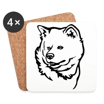 Akita Kopf - Untersetzer (4er-Set) - Weiß - Vorne