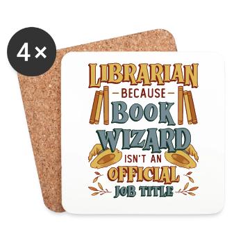 Funny librarian theme - Coasters (set of 4) - white - Front
