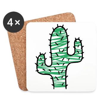 Cactus très épineux - Dessous de verre (lot de 4) - blanc - Devant